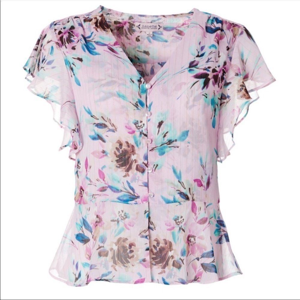 Nanette Lepore peplum flutter sleeve top